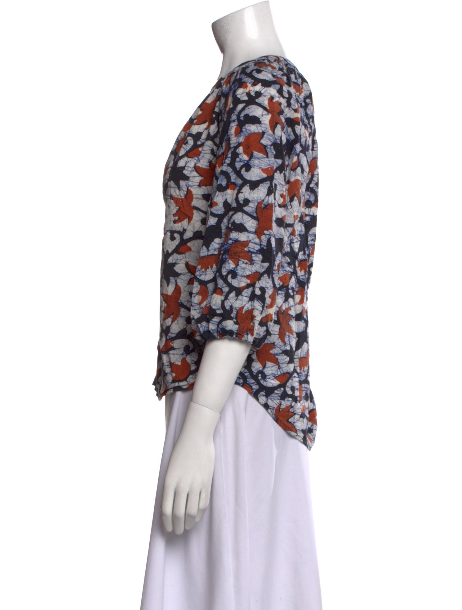 Apiece Apart Printed V-Neck Blouse