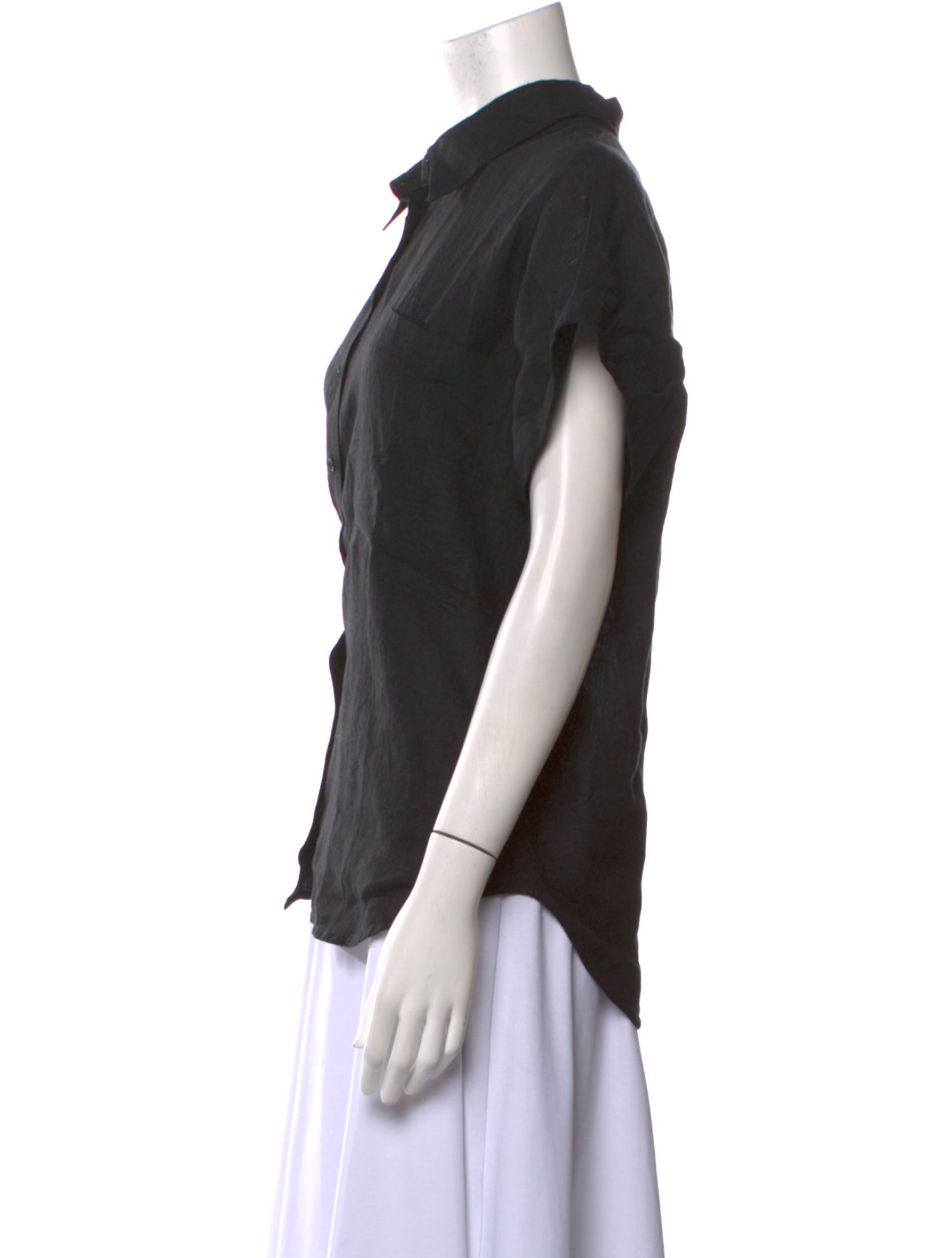 Apiece Apart Linen Short Sleeve Button-Up Top