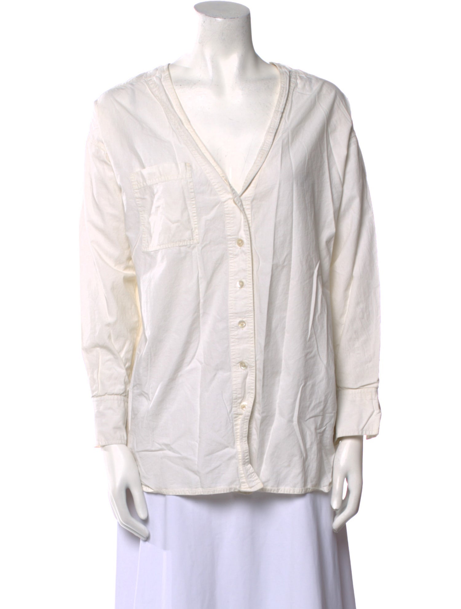 Apiece Apart V-Neck Long Sleeve Button-Up Top