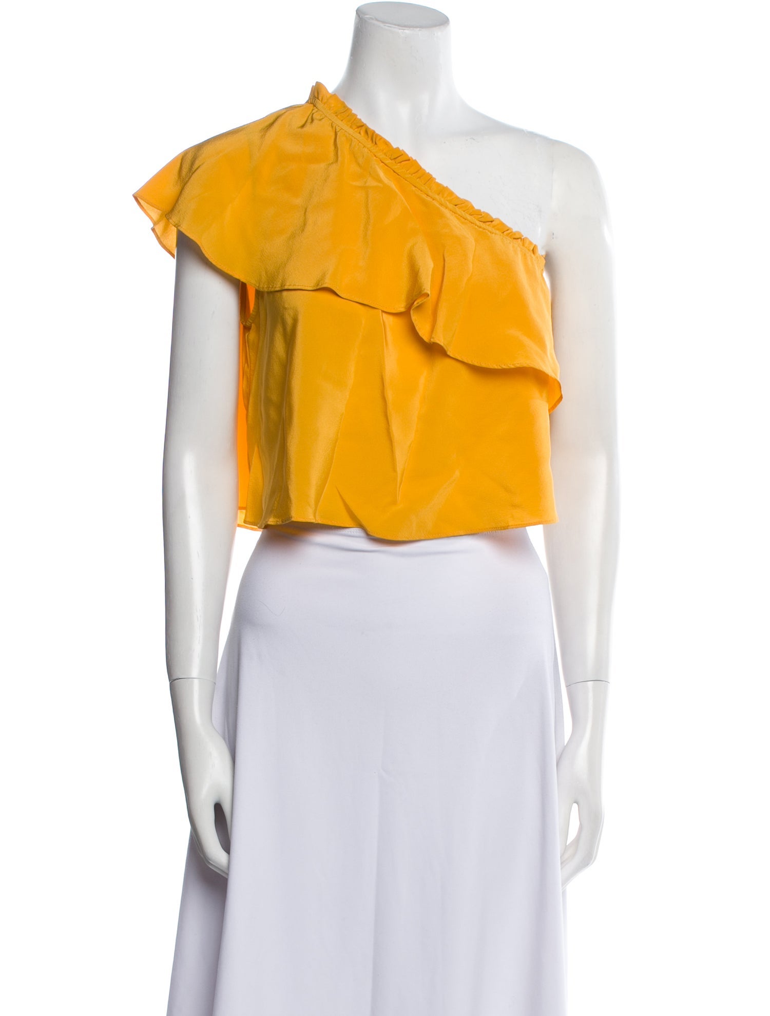 Apiece Apart Silk One-Shoulder Crop Top