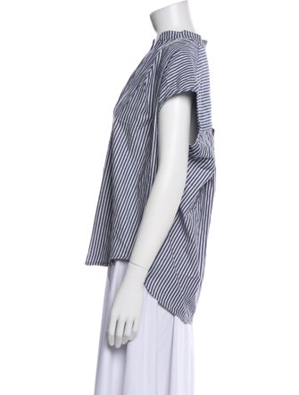 Apiece Apart Striped V-Neck Button-Up Top