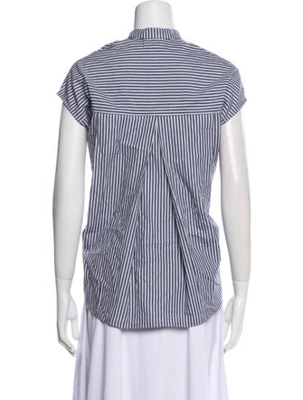Apiece Apart Striped V-Neck Button-Up Top