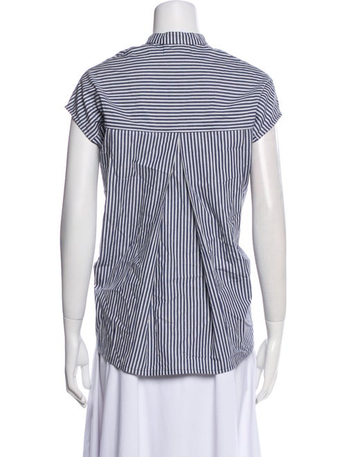 Apiece Apart Striped V-Neck Button-Up Top