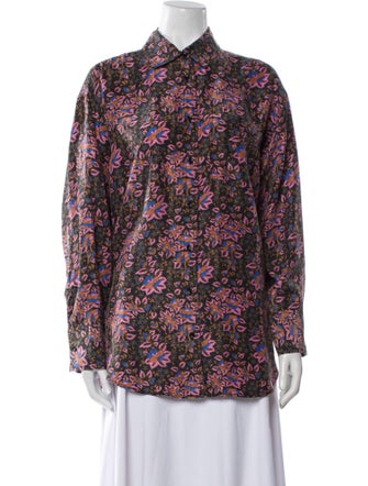 Apiece Apart Silk Floral Print Button-Up Top