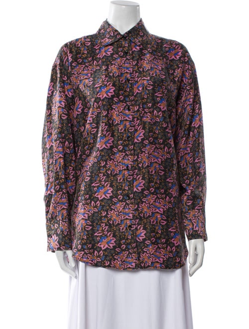 Apiece Apart Silk Floral Print Button-Up Top