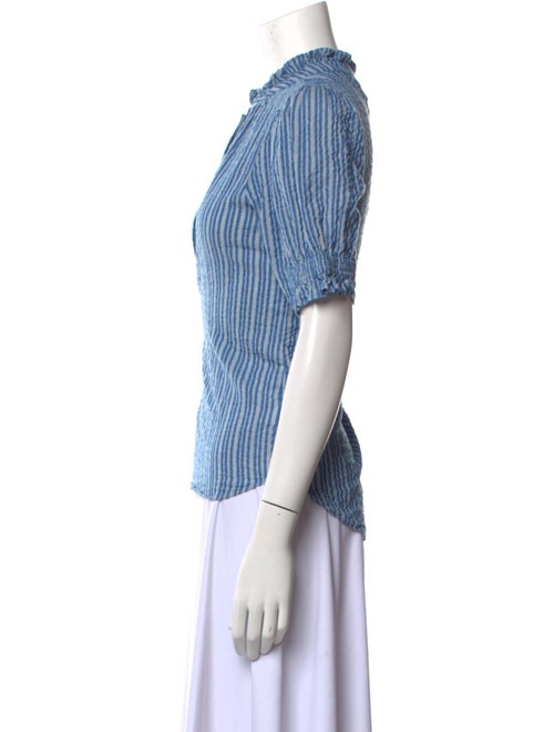 Apiece Apart Striped Mock Neck Button-Up Top