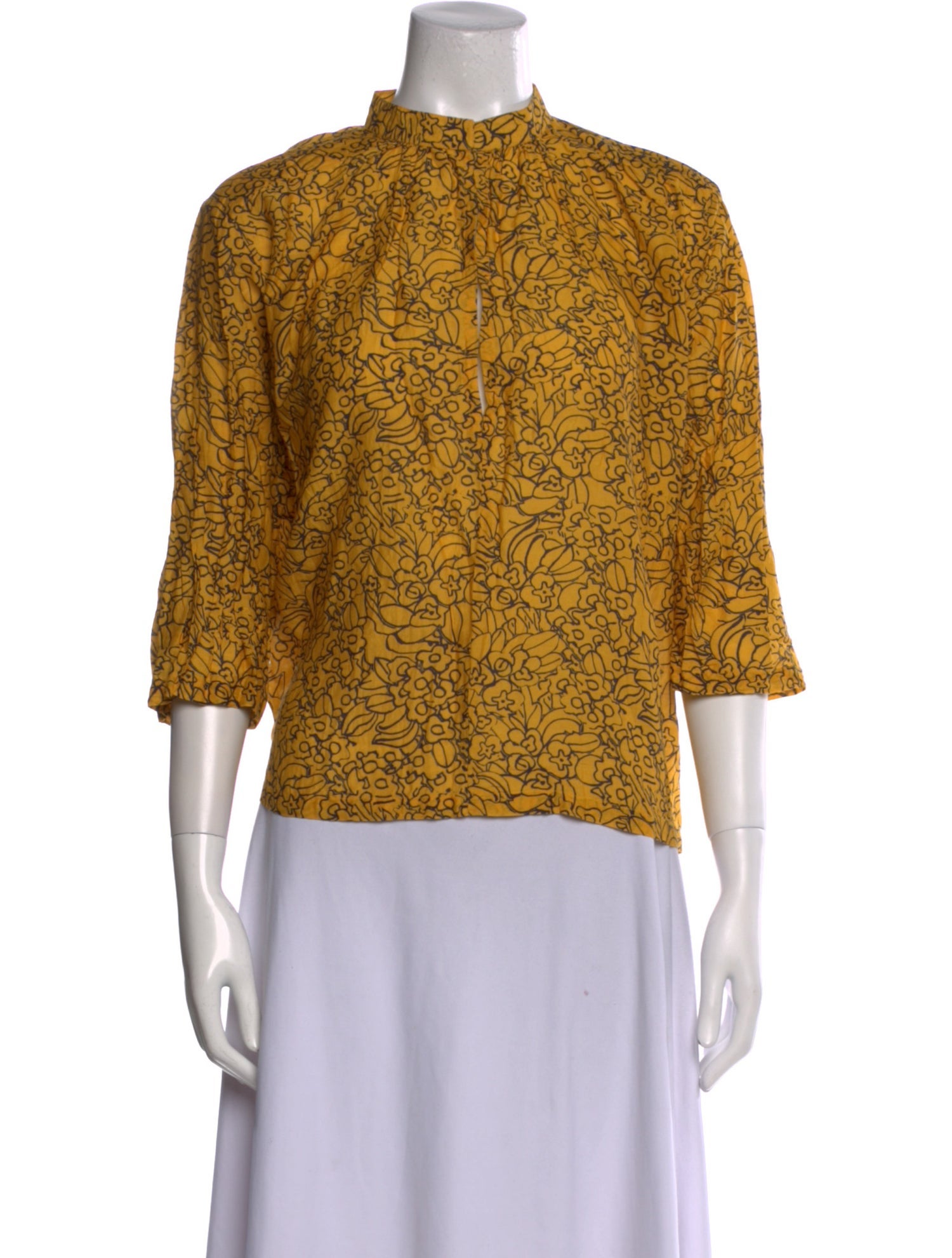 Apiece Apart Printed Mock Neck Blouse