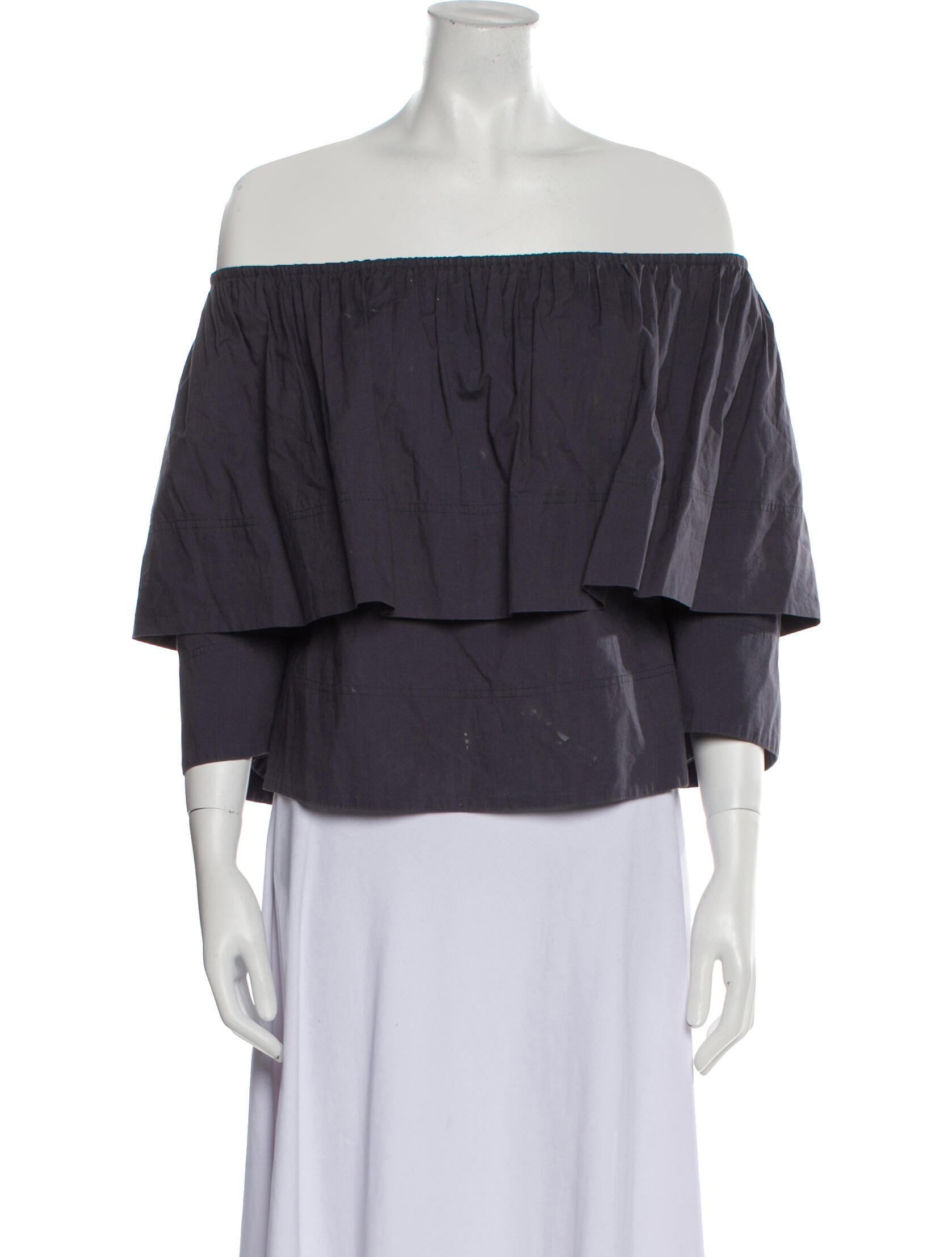 Apiece Apart Off-The-Shoulder Three-Quarter Sleeve Blouse