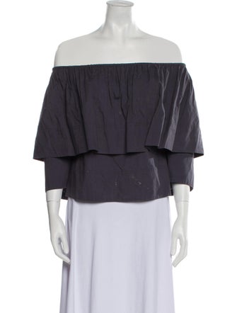 Apiece Apart Off-The-Shoulder Three-Quarter Sleeve Blouse