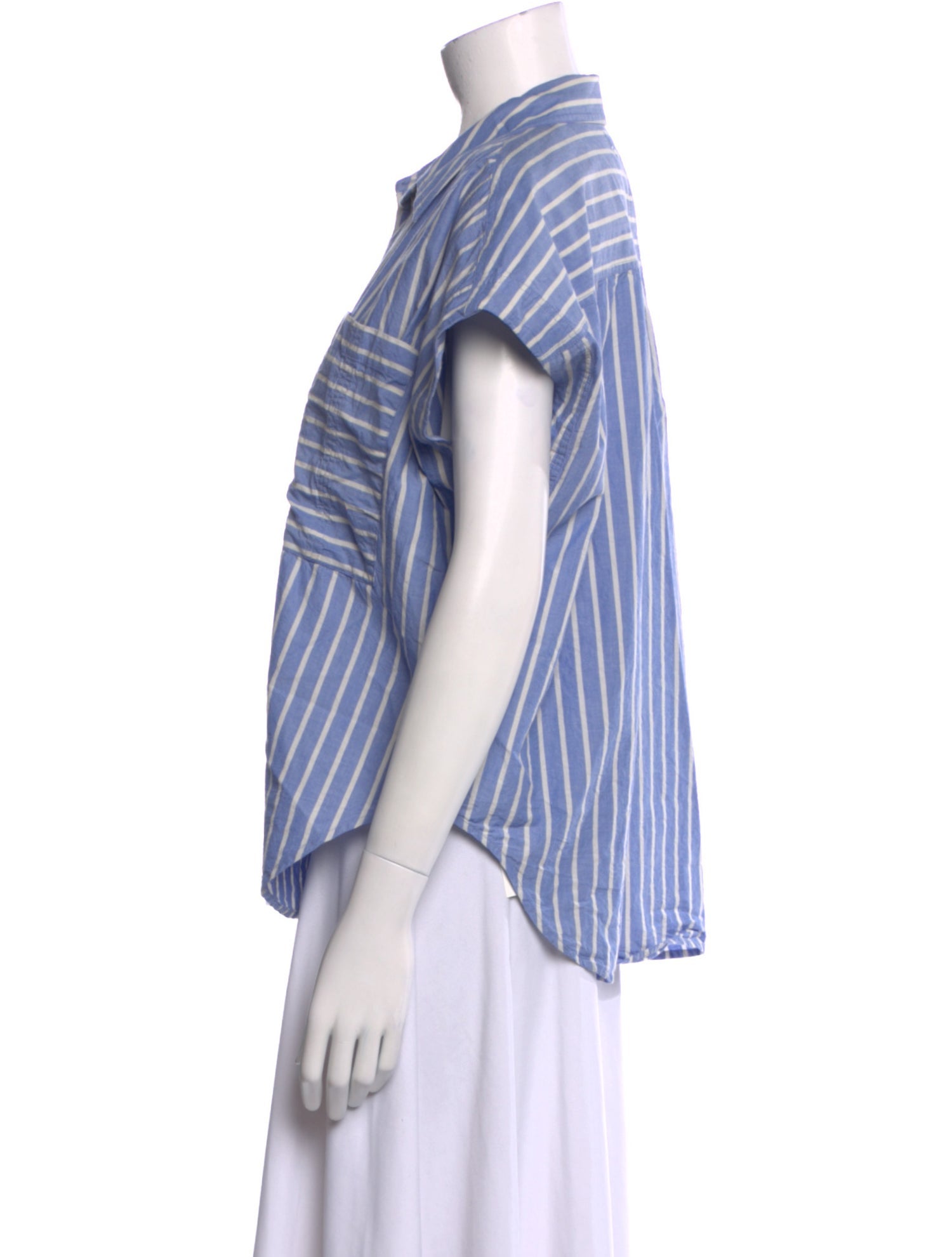 Apiece Apart Striped Short Sleeve Button-Up Top