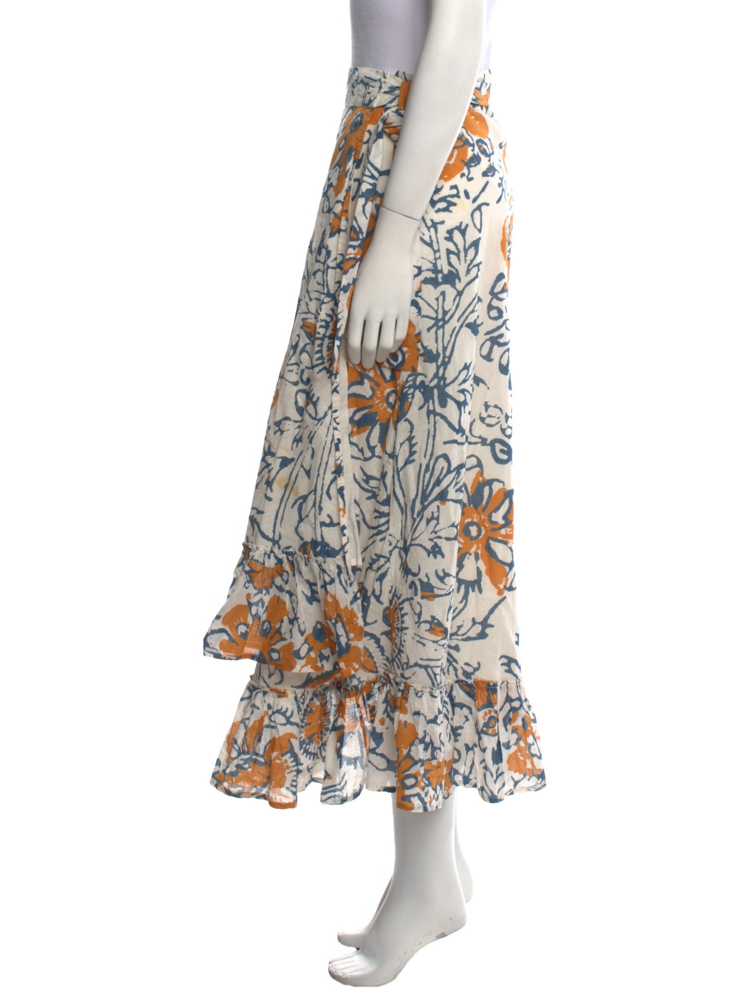 Apiece Apart Floral Print Midi Length Skirt