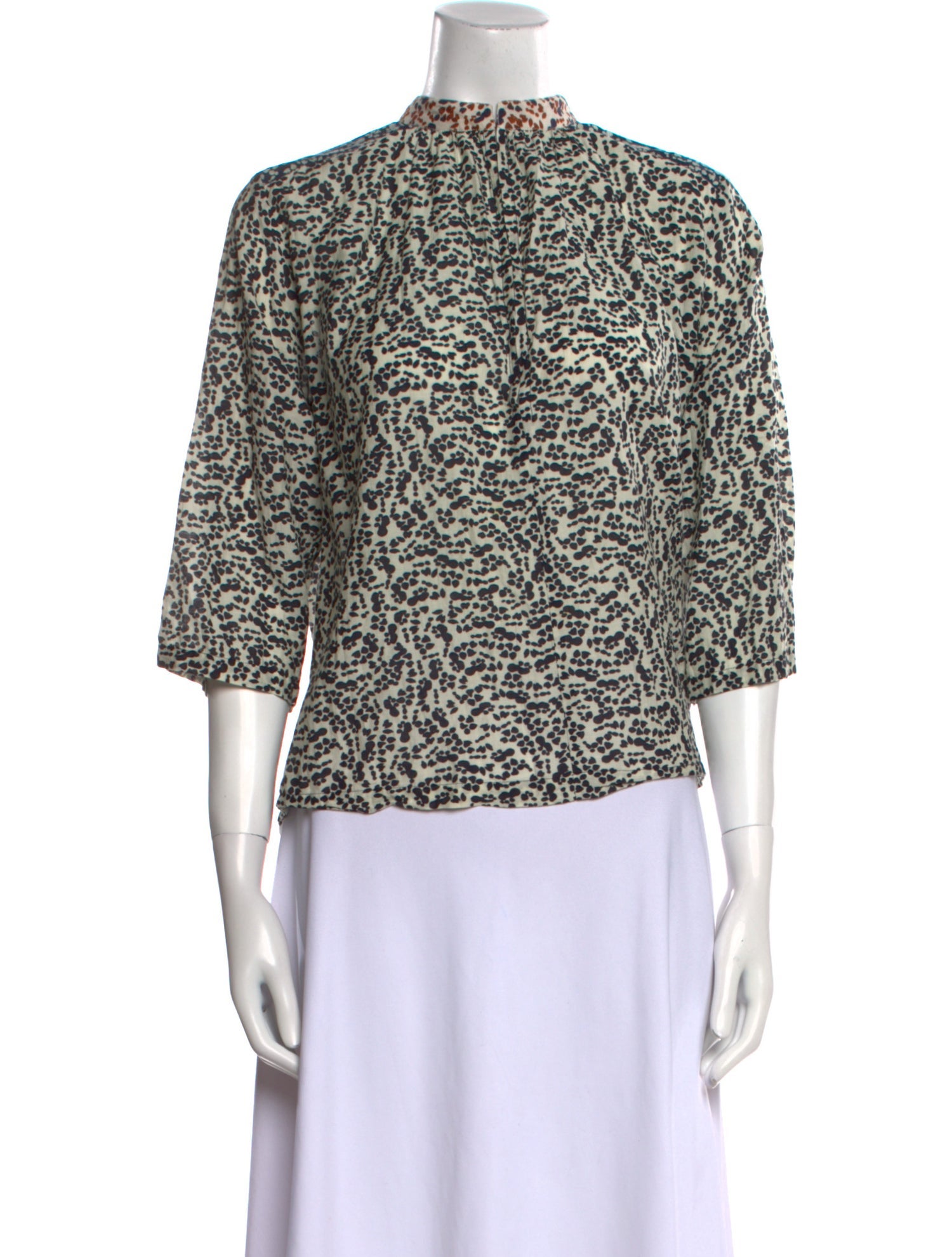 Apiece Apart Printed Mock Neck Blouse