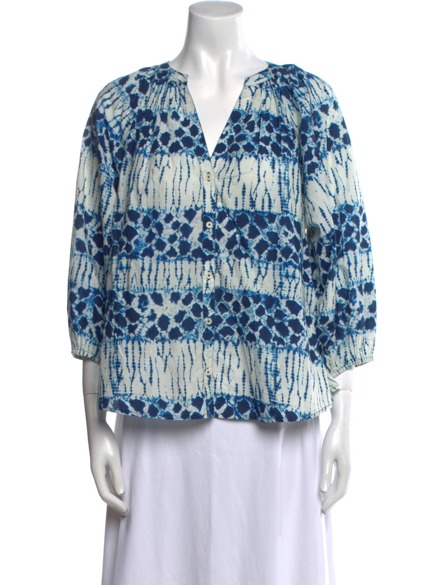 Apiece Apart Printed V-Neck Blouse