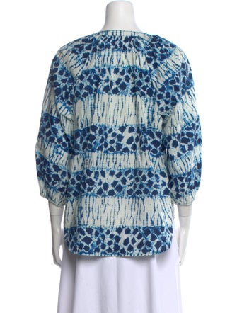 Apiece Apart Printed V-Neck Blouse