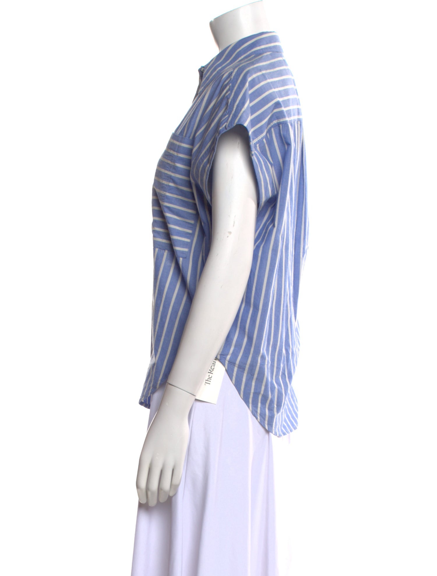 Apiece Apart Striped Short Sleeve Button-Up Top