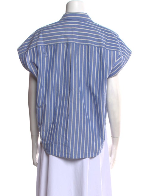 Apiece Apart Striped Short Sleeve Button-Up Top