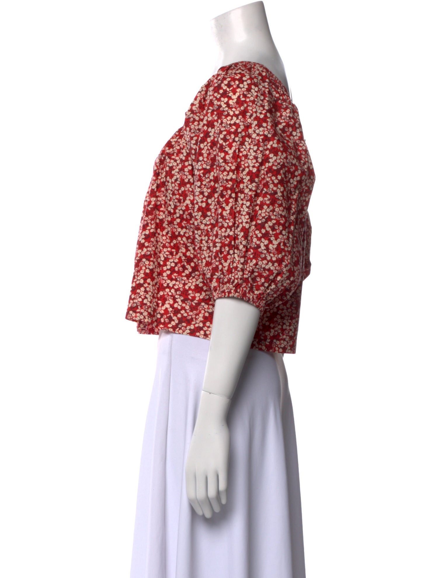 Apiece Apart Floral Print Square Neckline Crop Top