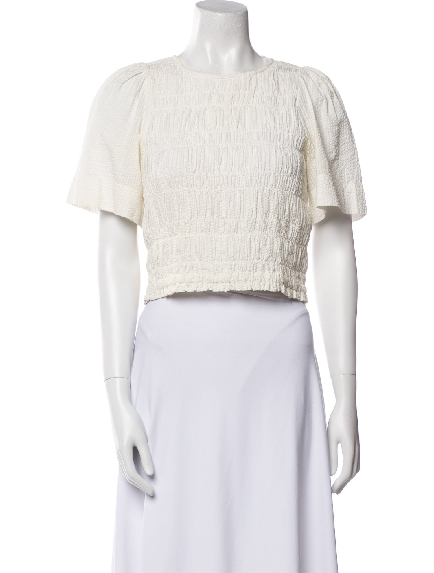 Apiece Apart Crew Neck Short Sleeve Crop Top