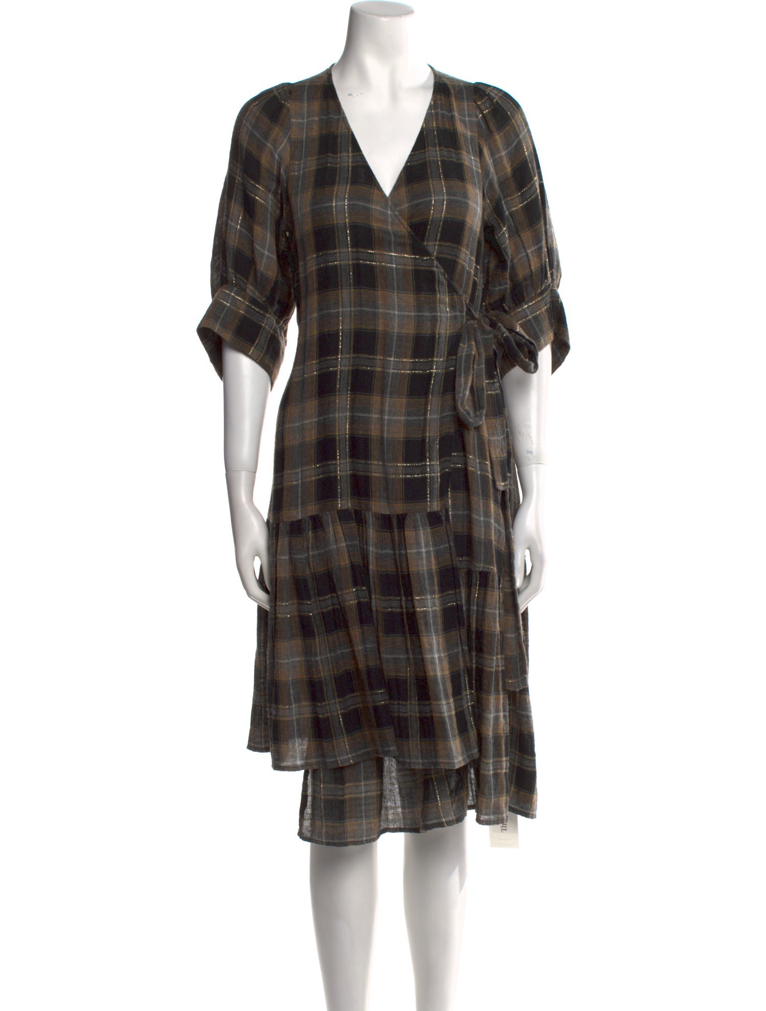 Apiece Apart Plaid Print Knee-Length Dress