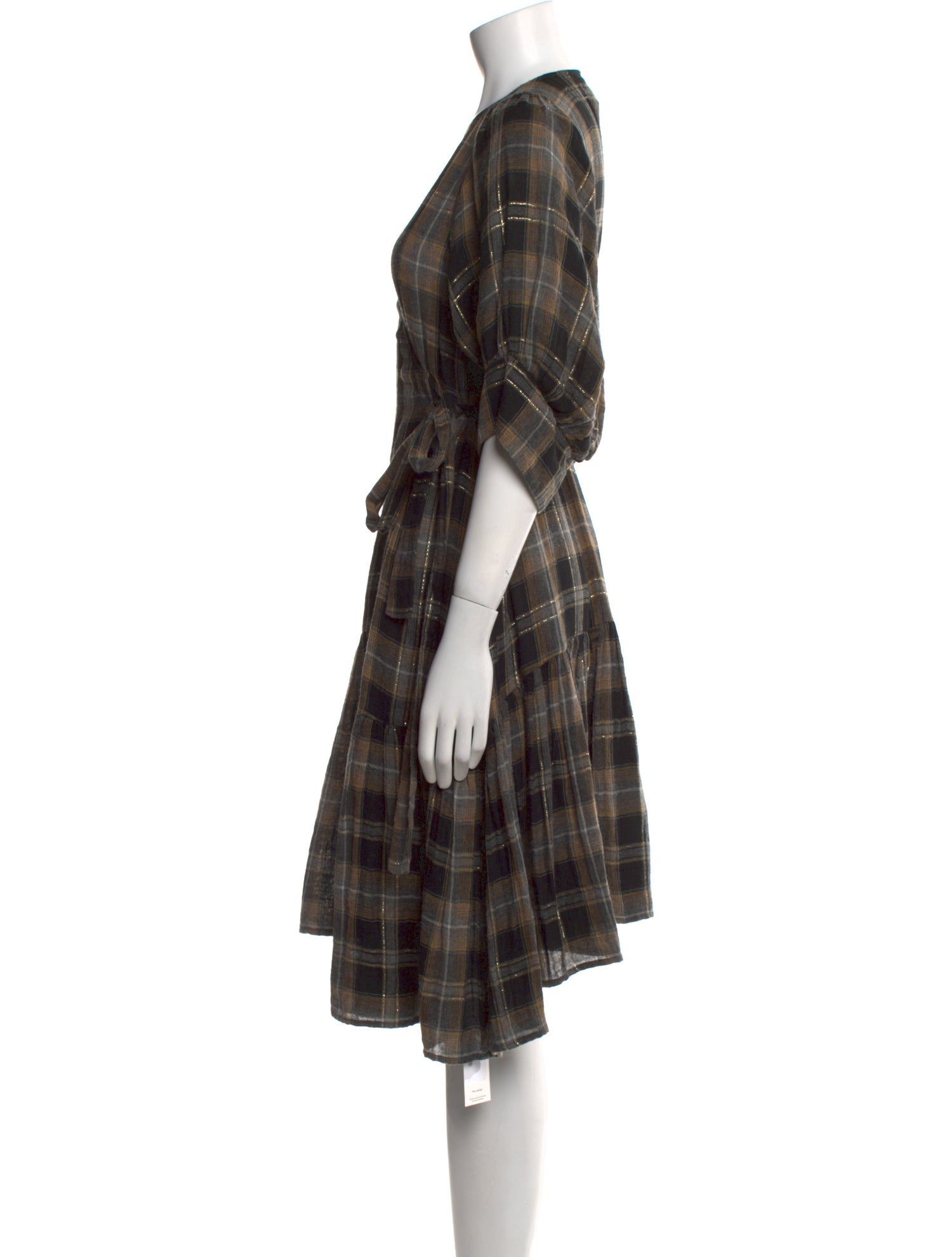 Apiece Apart Plaid Print Knee-Length Dress