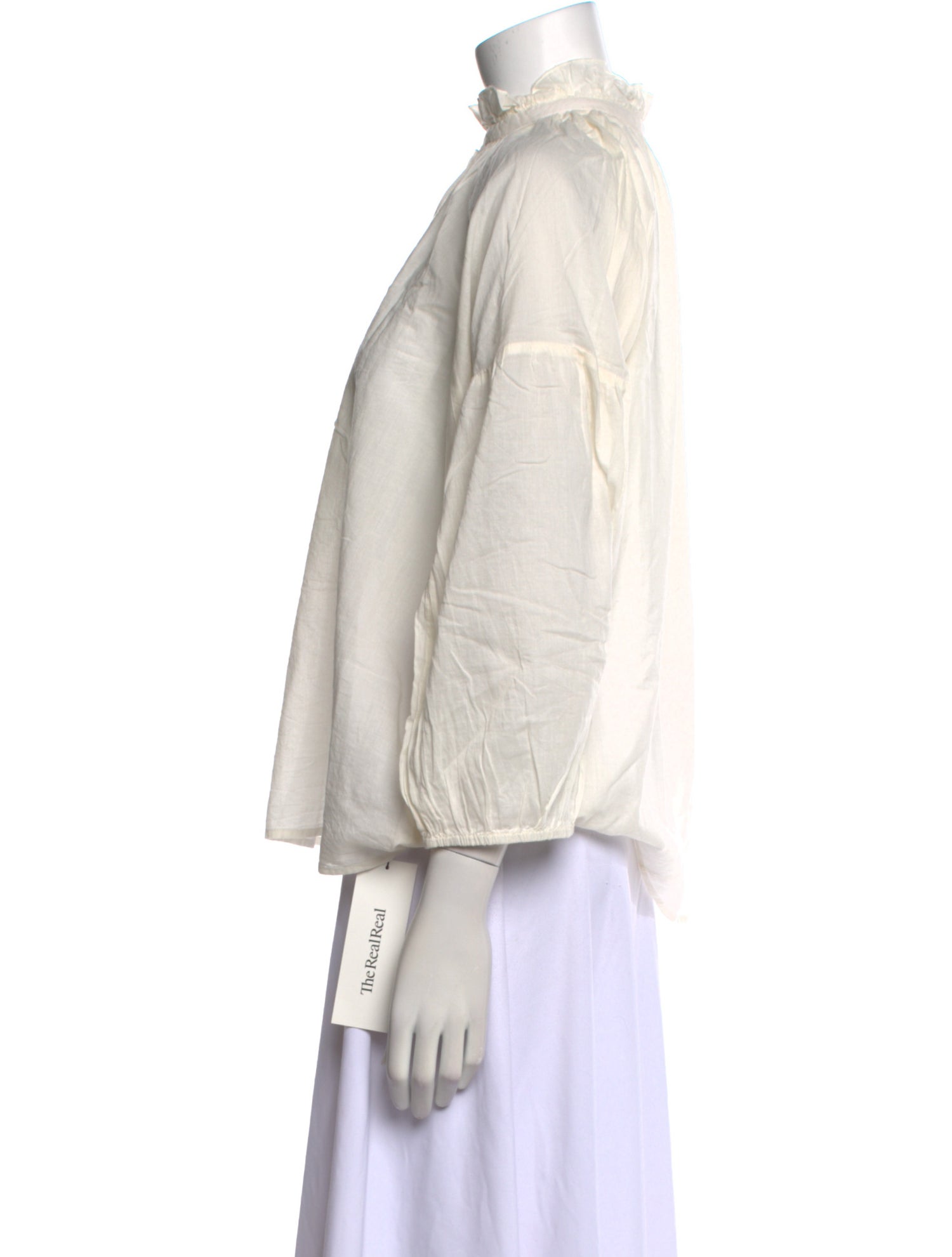 Apiece Apart Mock Neck Three-Quarter Sleeve Blouse