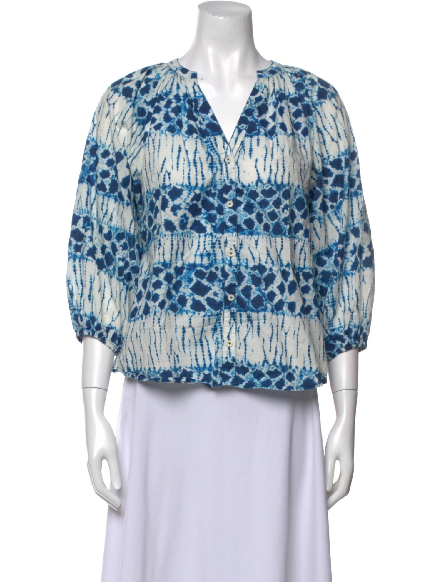 Apiece Apart Printed V-Neck Blouse