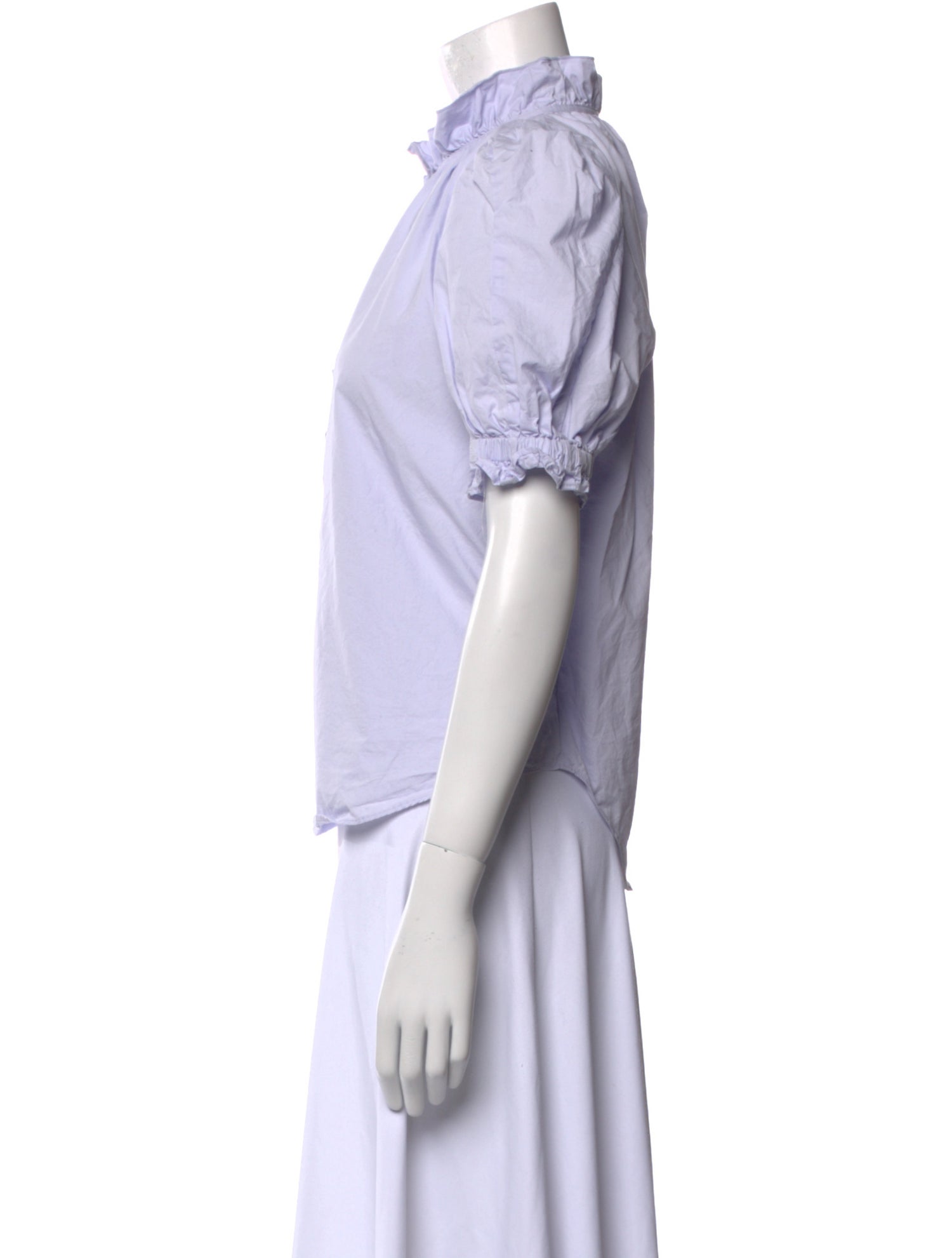 Apiece Apart Mock Neck Short Sleeve Button-Up Top