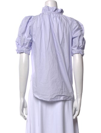 Apiece Apart Mock Neck Short Sleeve Button-Up Top