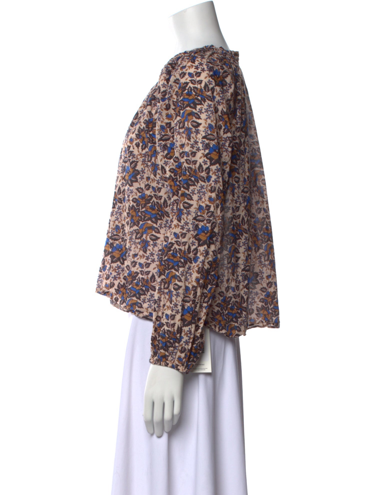 Apiece Apart Floral Print Crew Neck Crop Top