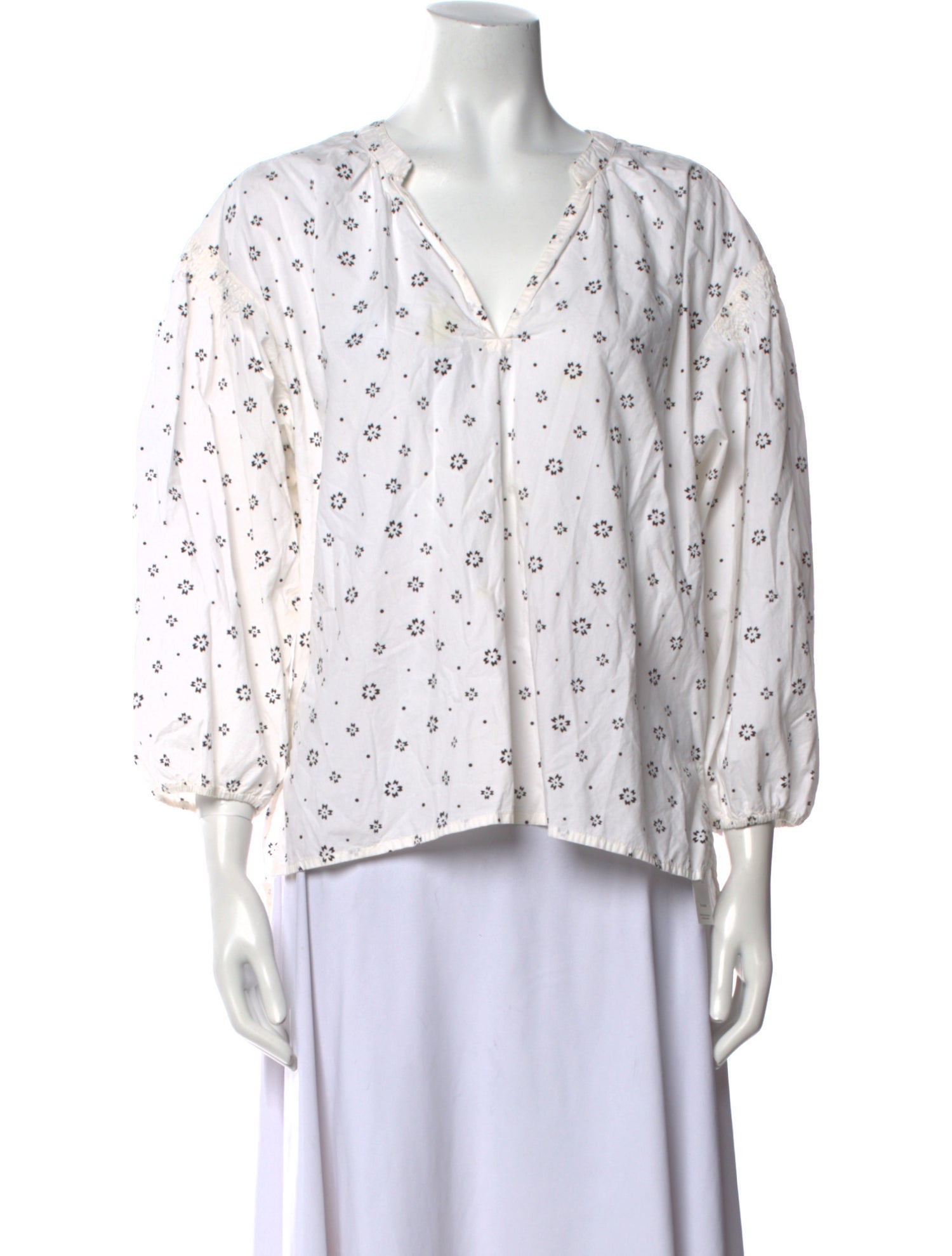 Apiece Apart Printed V-Neck Blouse