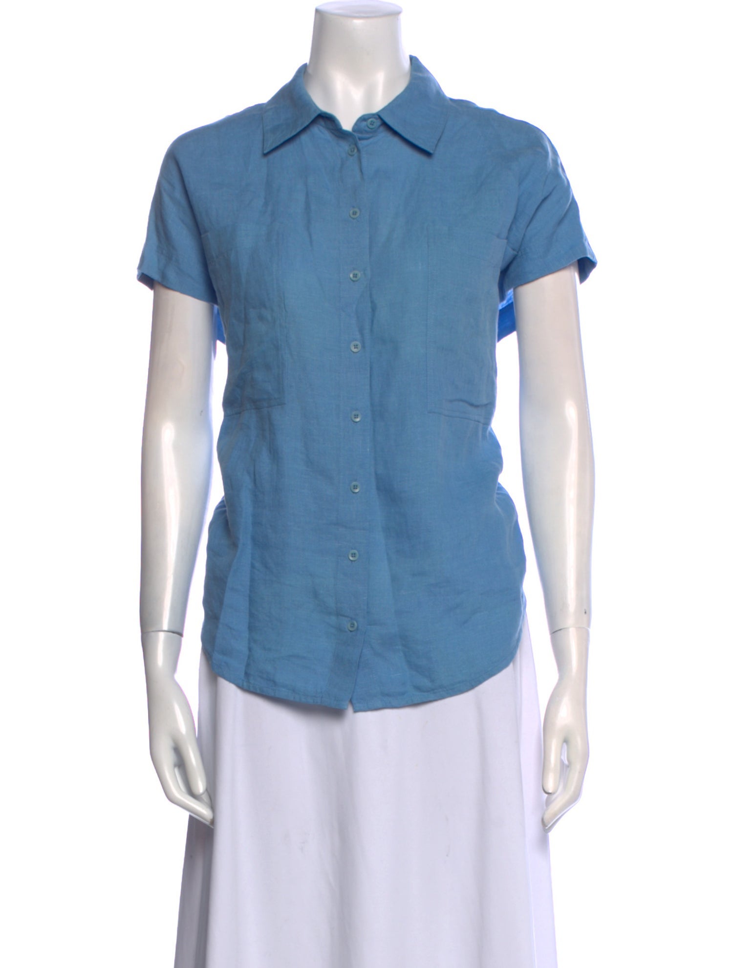 Apiece Apart Linen Short Sleeve Button-Up Top