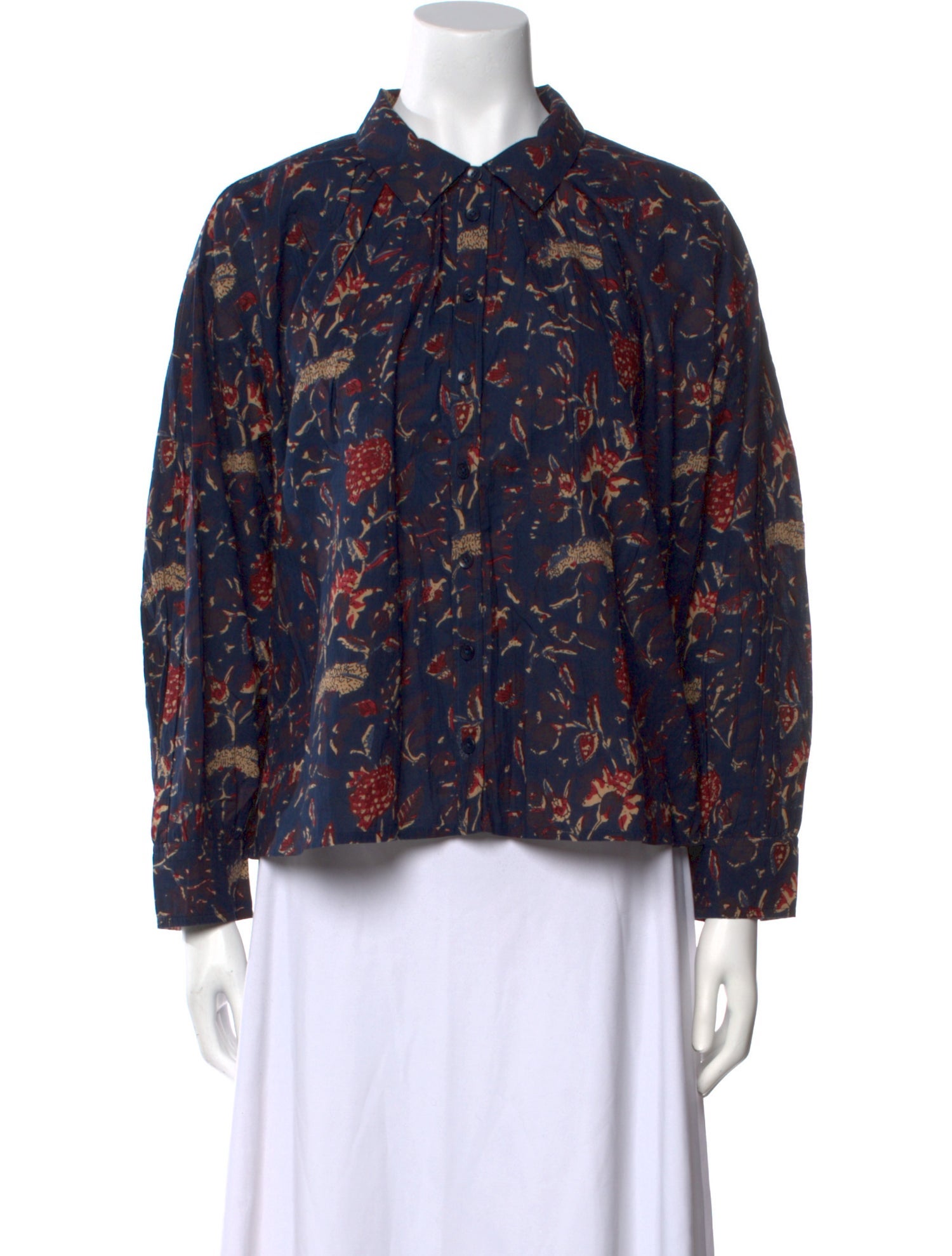 Apiece Apart Floral Print Mock Neck Blouse