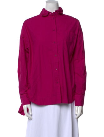 Apiece Apart Mock Neck Long Sleeve Button-Up Top