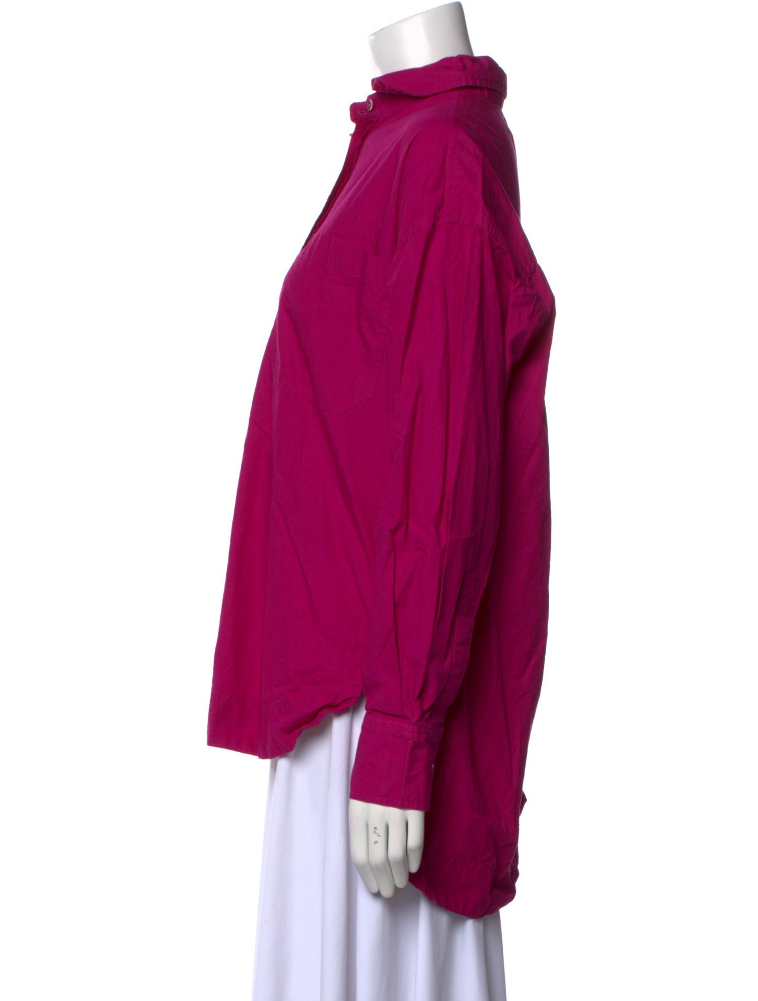 Apiece Apart Mock Neck Long Sleeve Button-Up Top