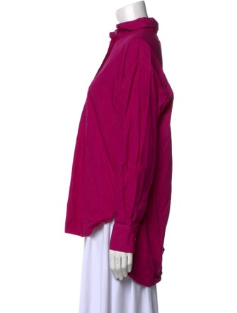 Apiece Apart Mock Neck Long Sleeve Button-Up Top