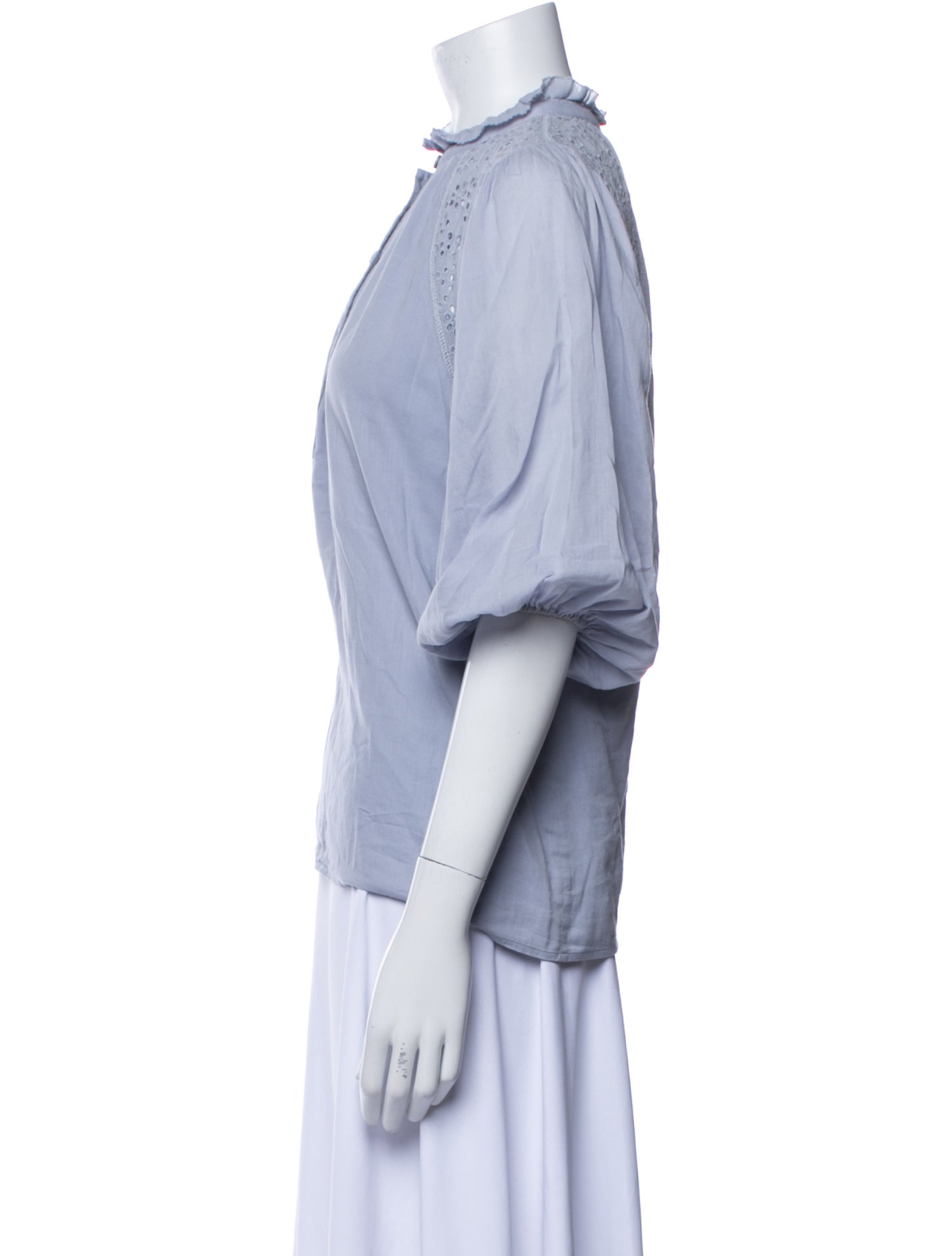 Apiece Apart Mock Neck Three-Quarter Sleeve Blouse