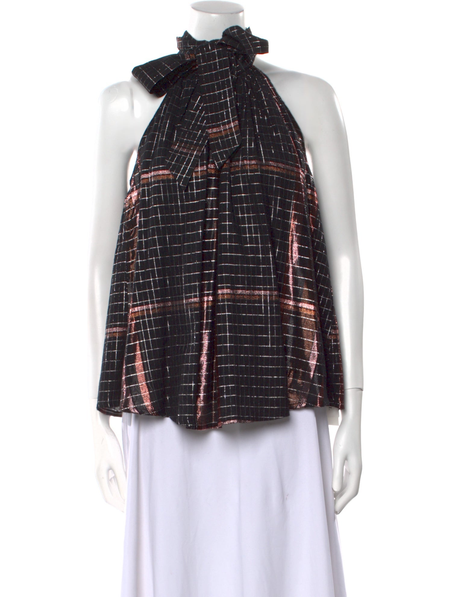 Apiece Apart Plaid Print Mock Neck Blouse
