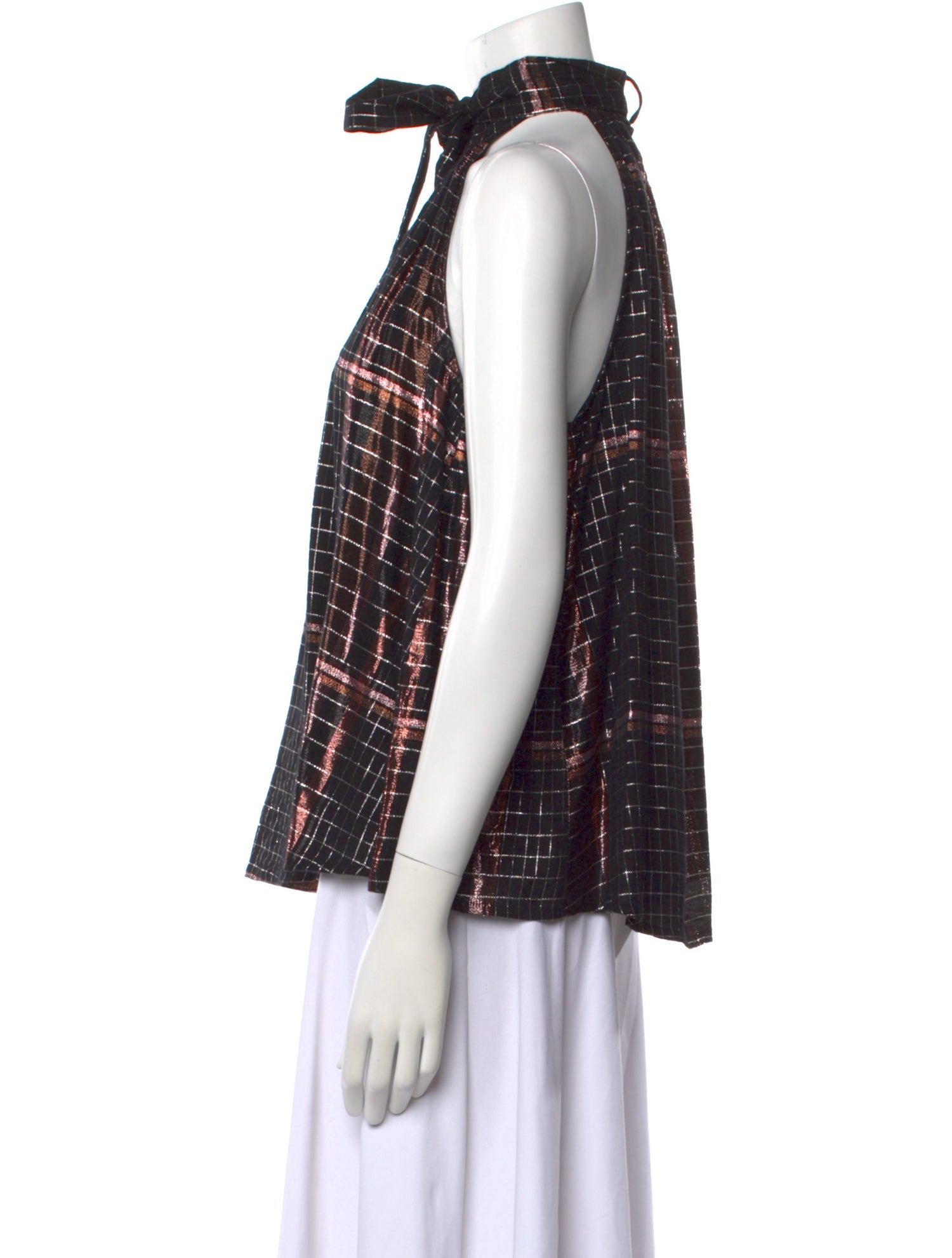 Apiece Apart Plaid Print Mock Neck Blouse