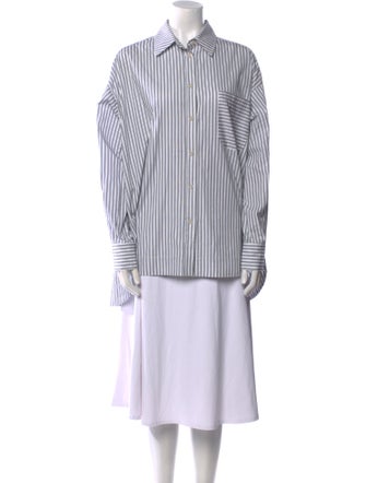 Apiece Apart Striped Long Sleeve Button-Up Top