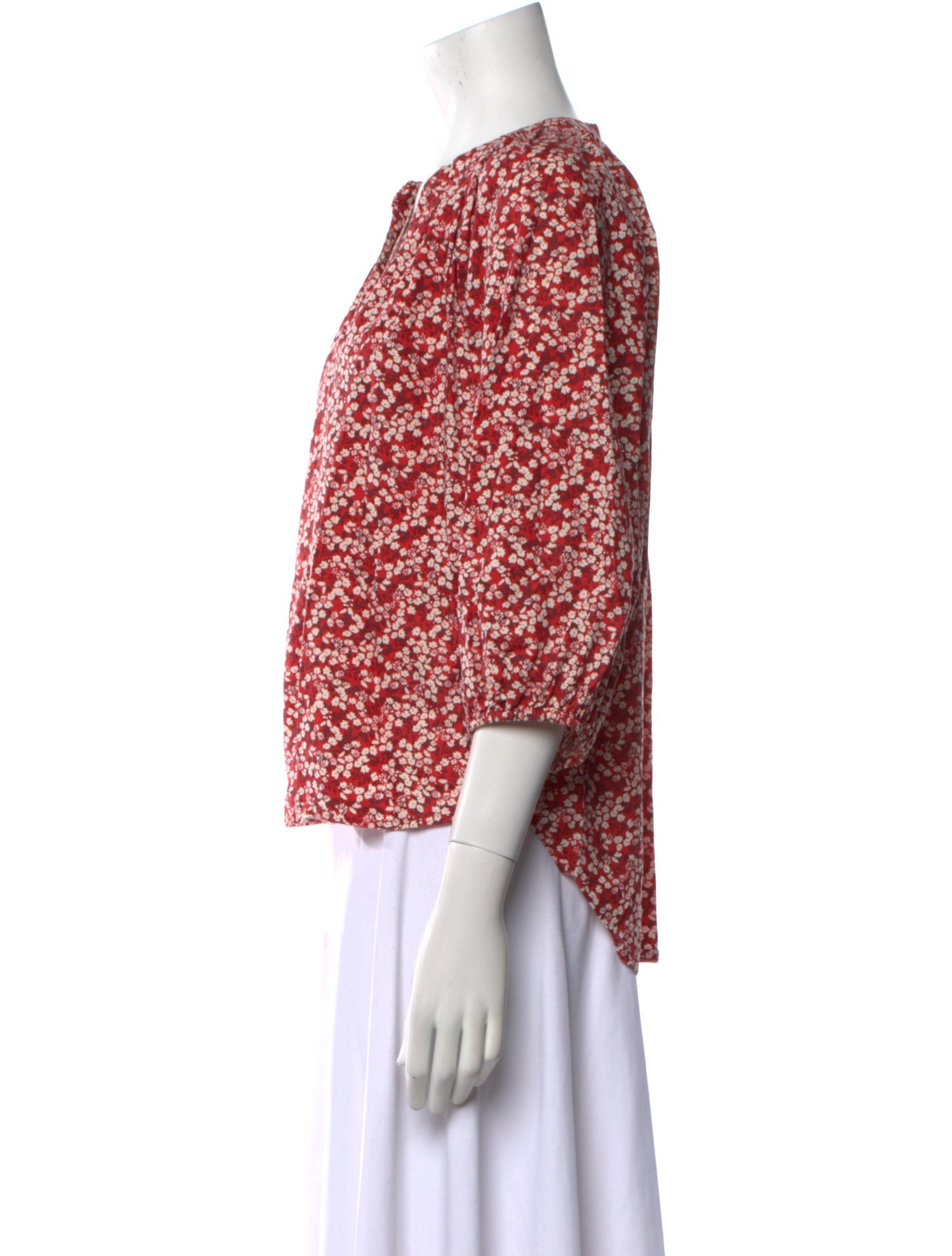 Apiece Apart Floral Print V-Neck Blouse