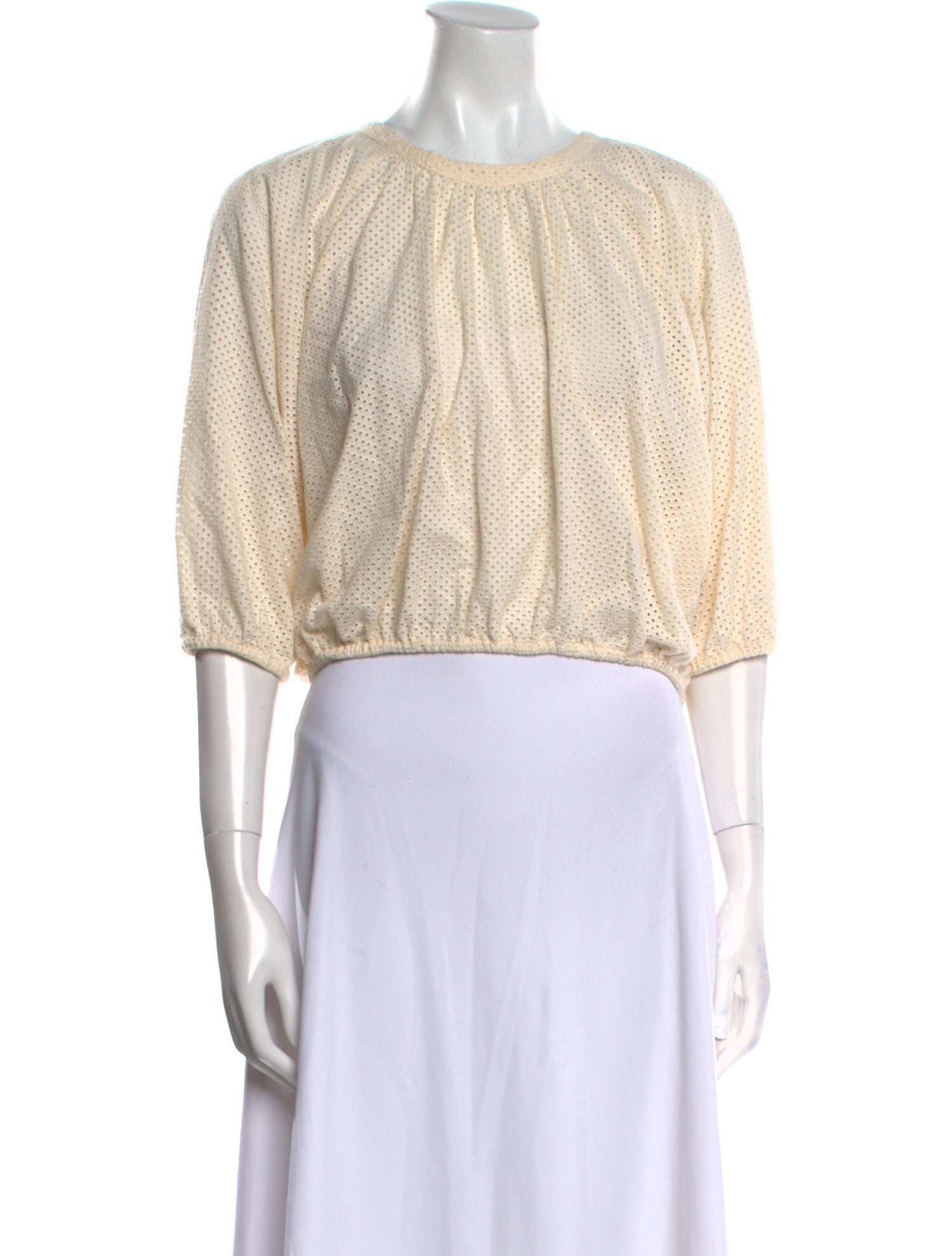 Apiece Apart Scoop Neck Three-Quarter Sleeve Crop Top