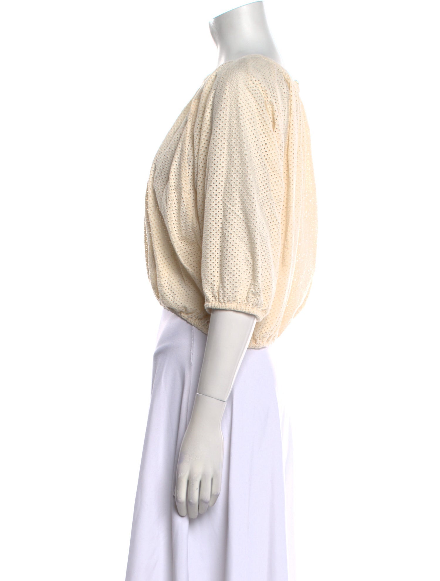 Apiece Apart Scoop Neck Three-Quarter Sleeve Crop Top