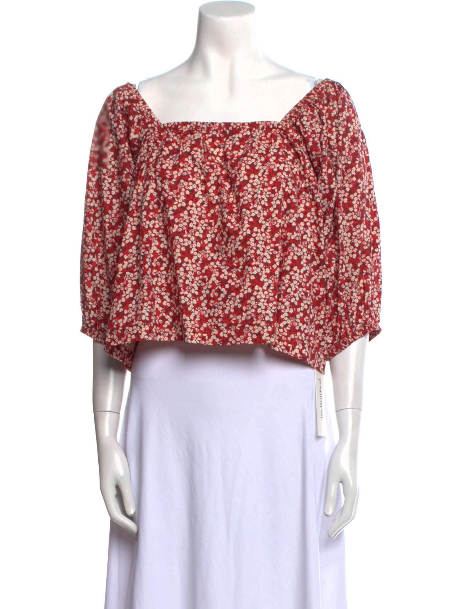 Apiece Apart Floral Print Square Neckline Crop Top