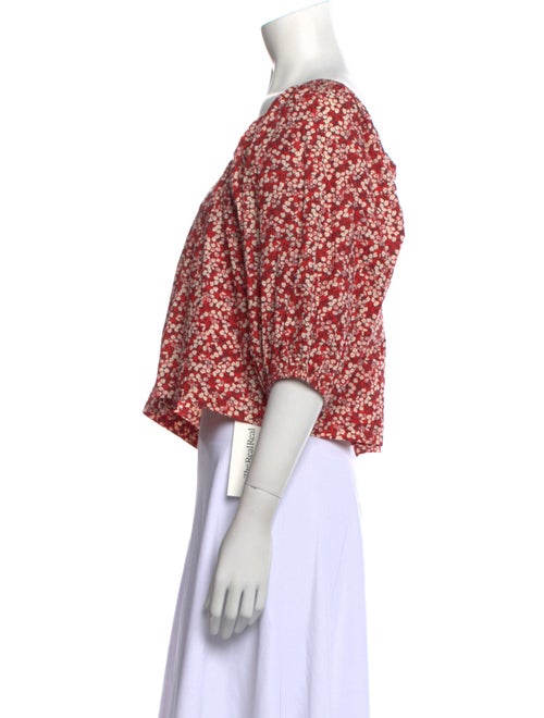 Apiece Apart Floral Print Square Neckline Crop Top