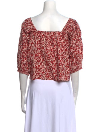 Apiece Apart Floral Print Square Neckline Crop Top