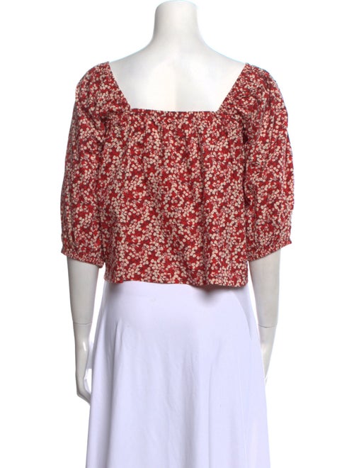 Apiece Apart Floral Print Square Neckline Crop Top