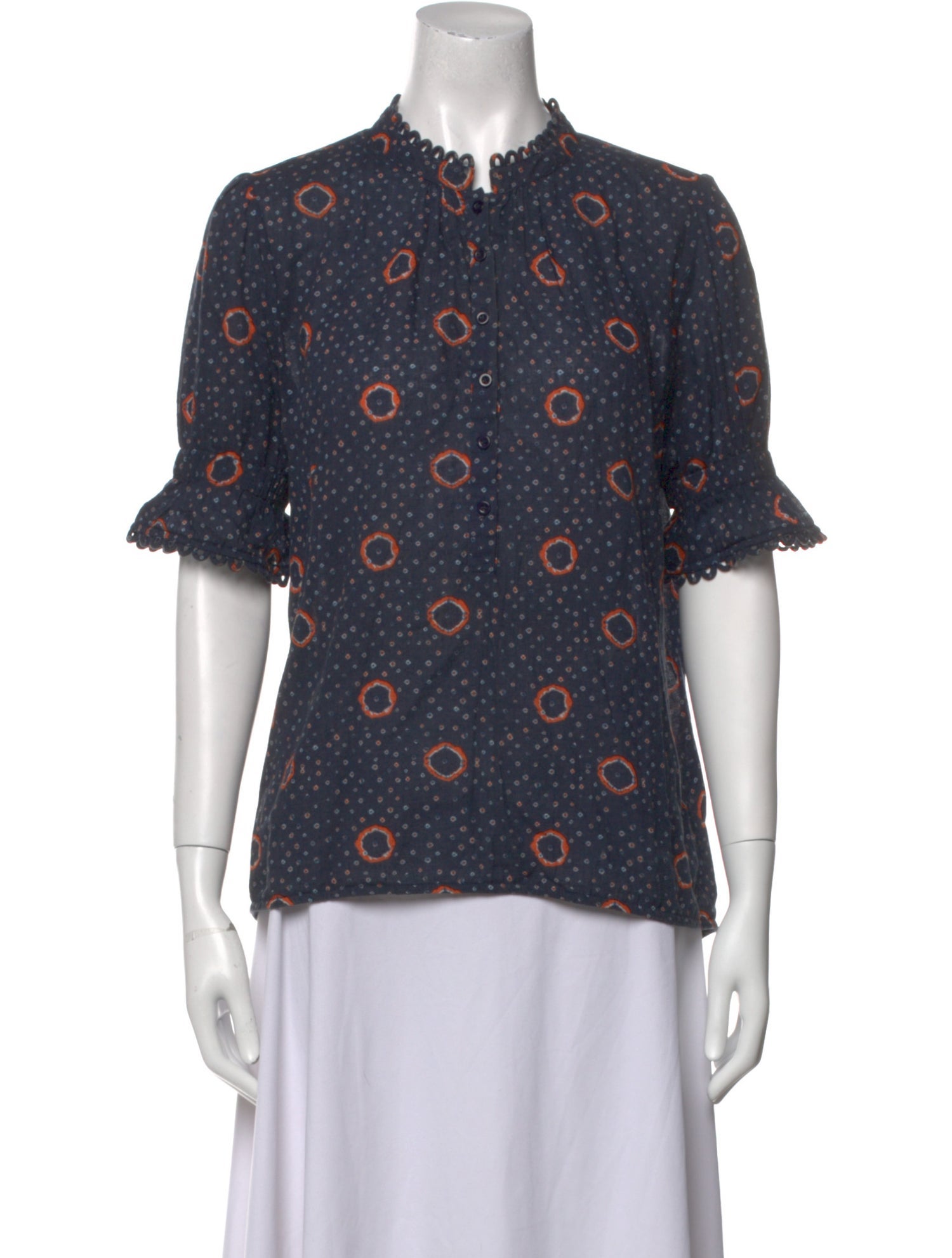 Apiece Apart Printed Mock Neck Blouse