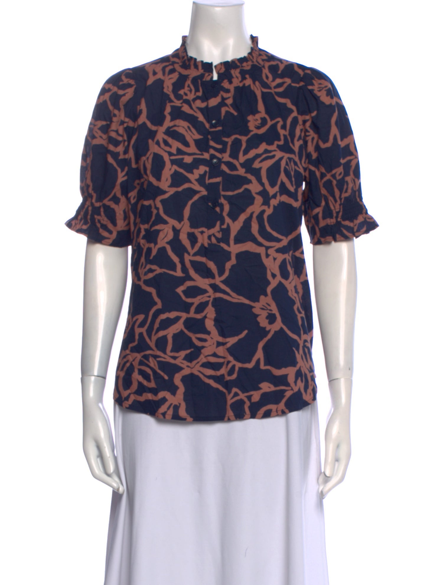 Apiece Apart Animal Print Mock Neck Blouse