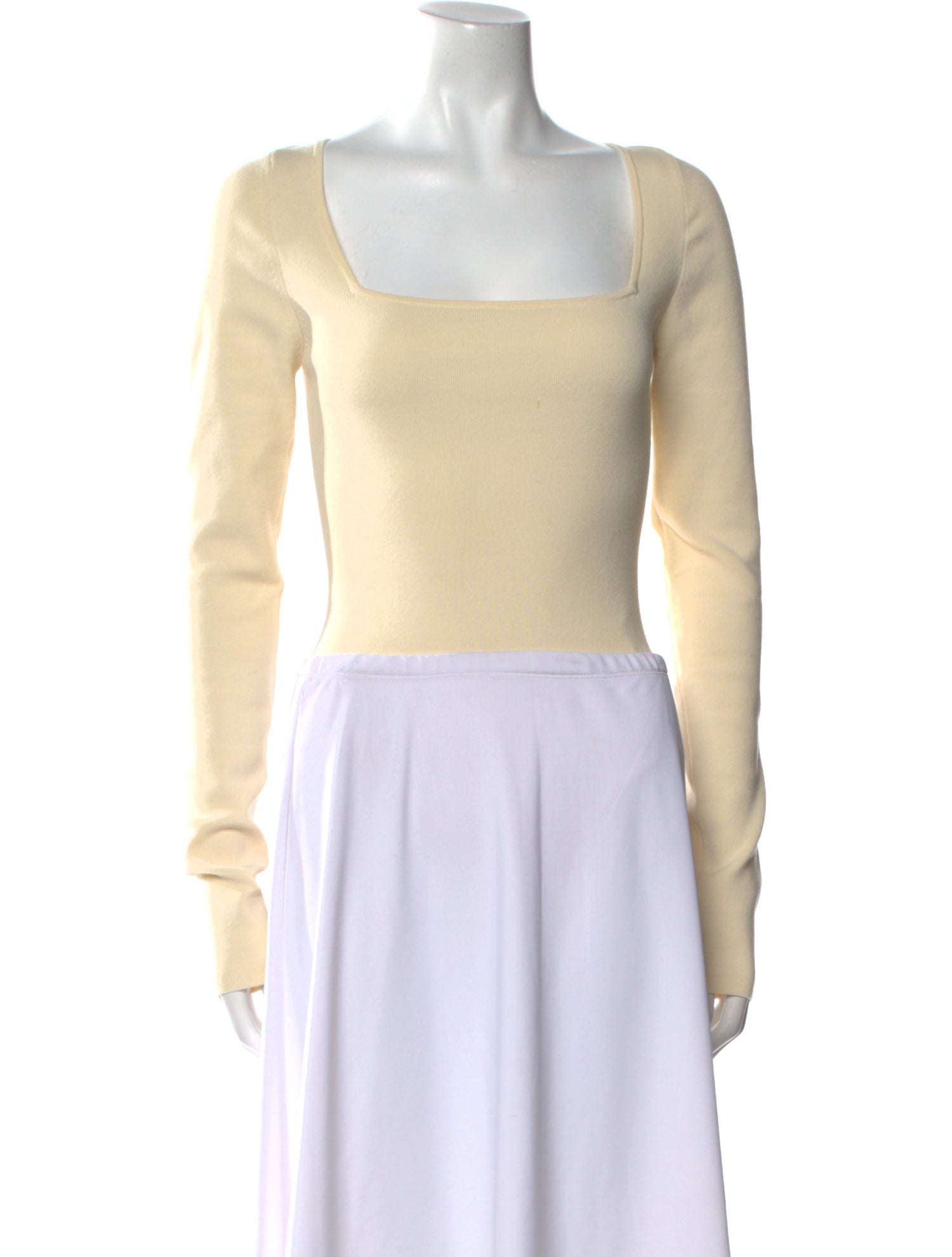 Apiece Apart Square Neckline Long Sleeve Crop Top