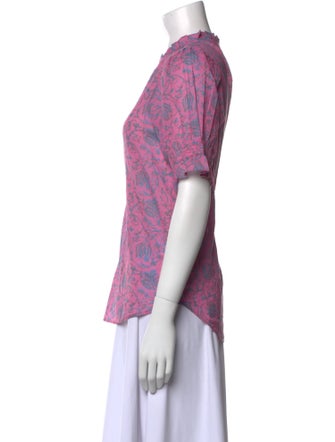 Apiece Apart Paisley Print Mock Neck Button-Up Top